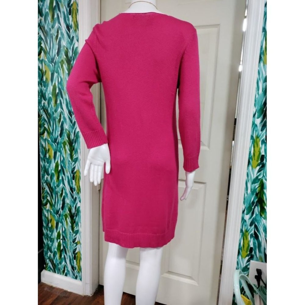 Express Design Studio Long Sleeve Ribbed Knit Mini Dress Hot Pink Women's M / S - Picture 3 of 14